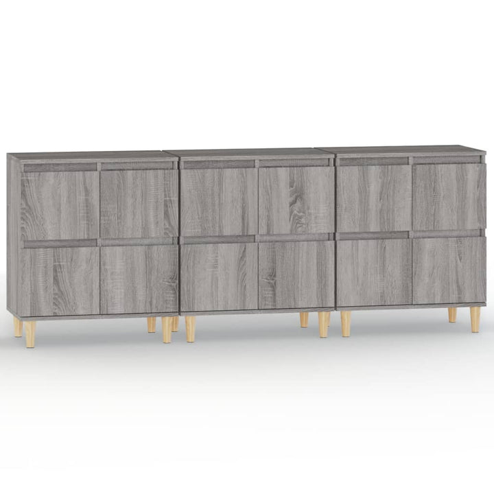 skænke 3 stk. 60x35x70 cm konstrueret træ grå sonoma-eg