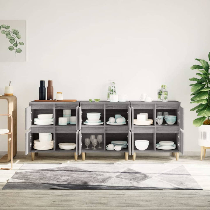 skænke 3 stk. 60x35x70 cm konstrueret træ grå sonoma-eg