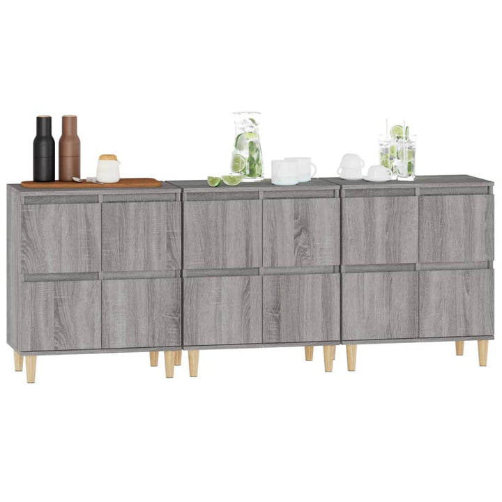 skænke 3 stk. 60x35x70 cm konstrueret træ grå sonoma-eg