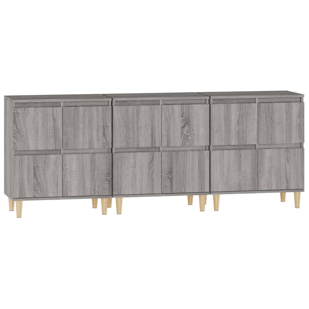 skænke 3 stk. 60x35x70 cm konstrueret træ grå sonoma-eg