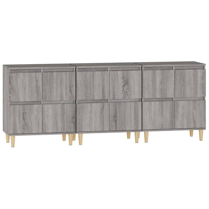 skænke 3 stk. 60x35x70 cm konstrueret træ grå sonoma-eg