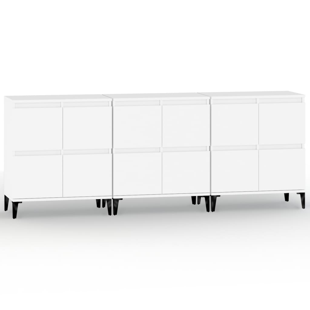 skænke 3 stk. 60x35x70 cm konstrueret træ hvid