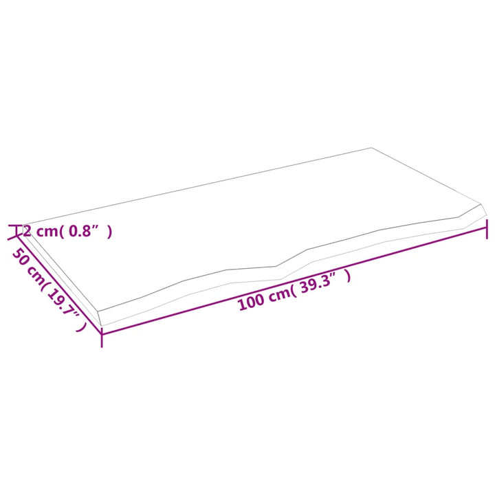 bordplade 100x50x2 cm behandlet massivt eg lysebrun