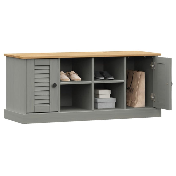 skobænk VIGO 106x35x45 cm massivt fyrretræ grå