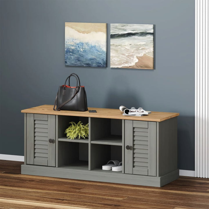 skobænk VIGO 106x35x45 cm massivt fyrretræ grå