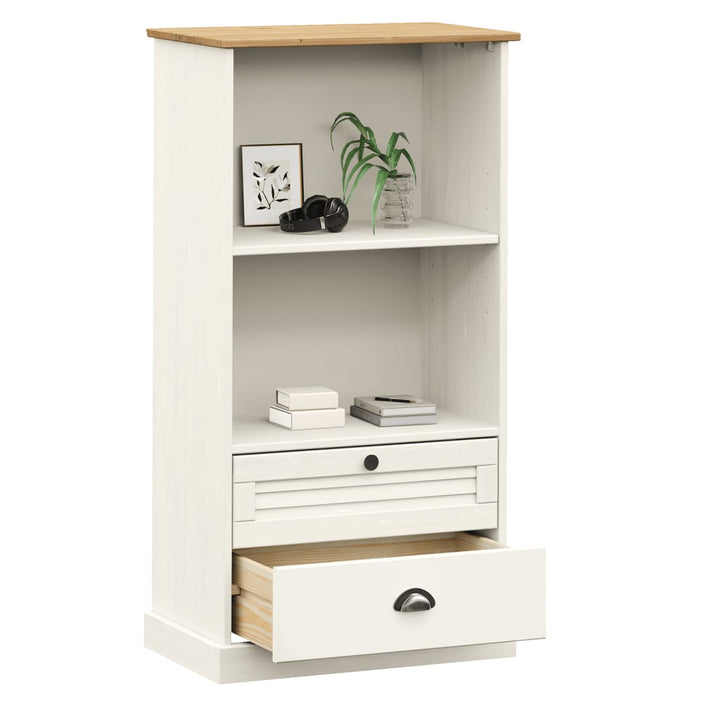 bogreol VIGO 60x35x114,5 cm massivt fyrretræ hvid