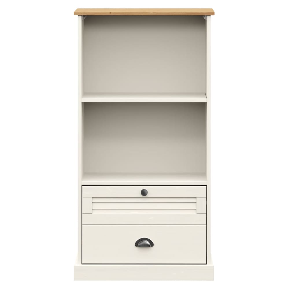 bogreol VIGO 60x35x114,5 cm massivt fyrretræ hvid