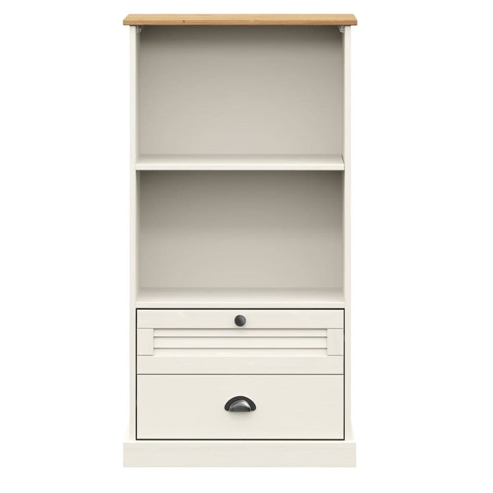 bogreol VIGO 60x35x114,5 cm massivt fyrretræ hvid