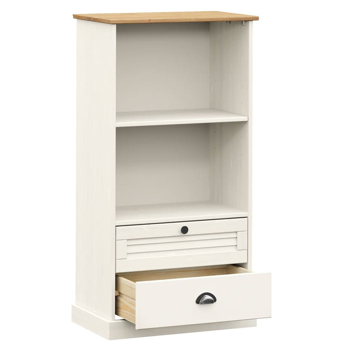 bogreol VIGO 60x35x114,5 cm massivt fyrretræ hvid