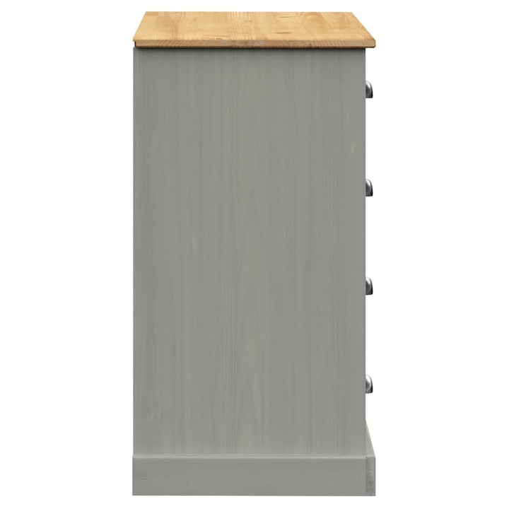 skænk med skuffer VIGO 113x40x75 cm massivt fyrretræ grå