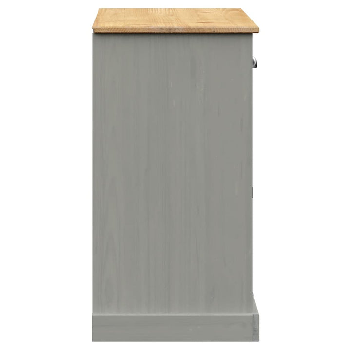 skænk med skuffer VIGO 113x40x75 cm massivt fyrretræ grå