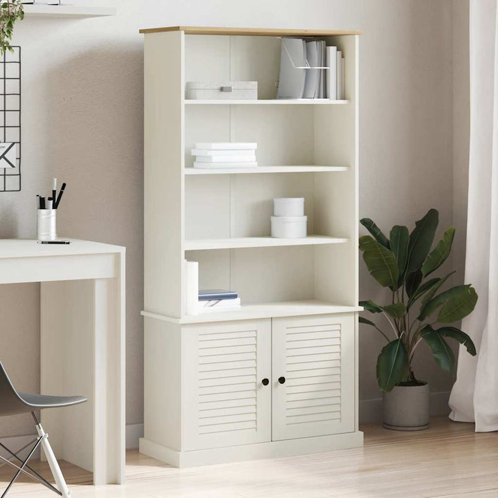 bogreol VIGO 85x35x170 cm massivt fyrretræ hvid