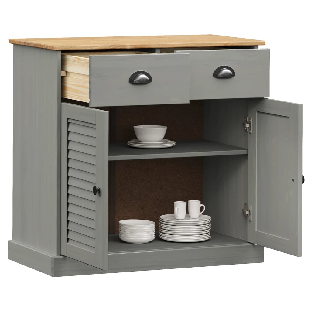 skænk med skuffer VIGO 78x40x75 cm massivt fyrretræ grå