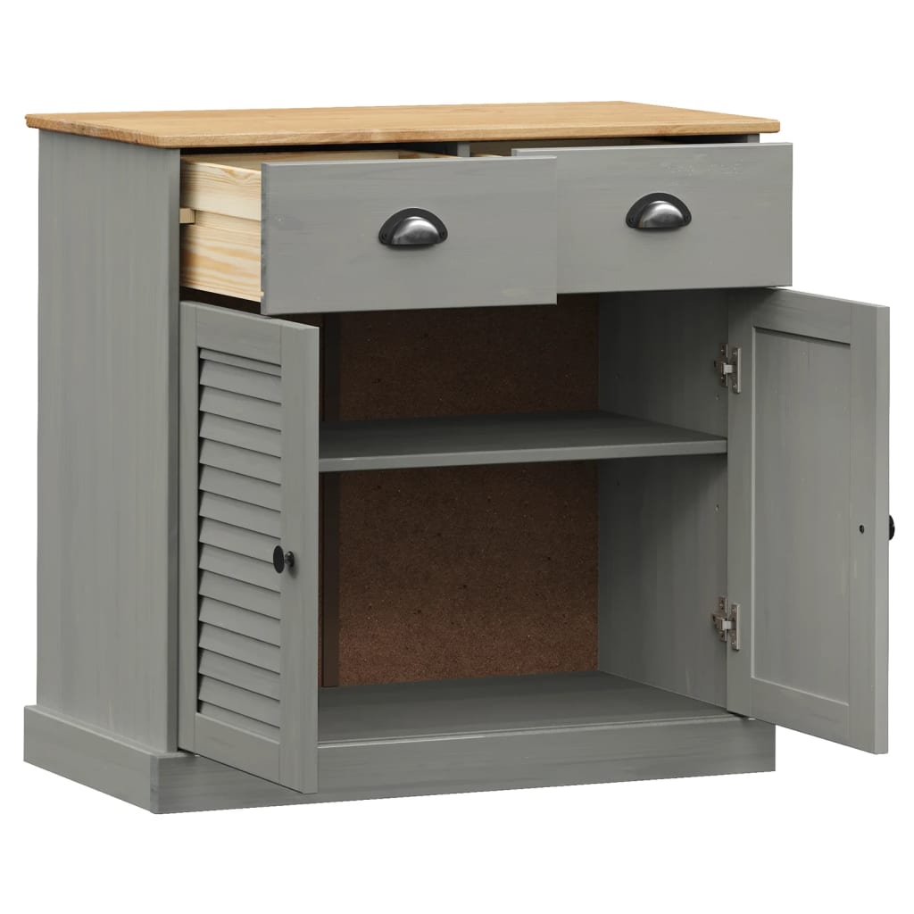 skænk med skuffer VIGO 78x40x75 cm massivt fyrretræ grå