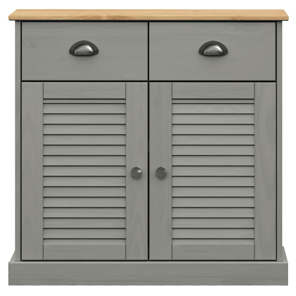 skænk med skuffer VIGO 78x40x75 cm massivt fyrretræ grå