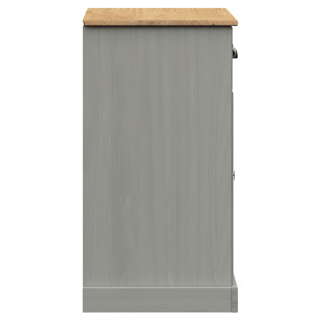 skænk med skuffer VIGO 78x40x75 cm massivt fyrretræ grå