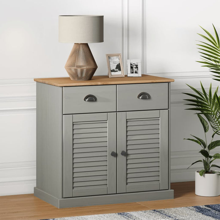 skænk med skuffer VIGO 78x40x75 cm massivt fyrretræ grå
