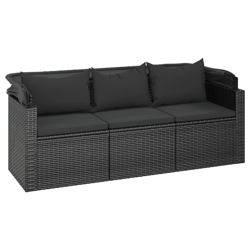 sofasæt til haven 4 dele med hynder polyrattan sort