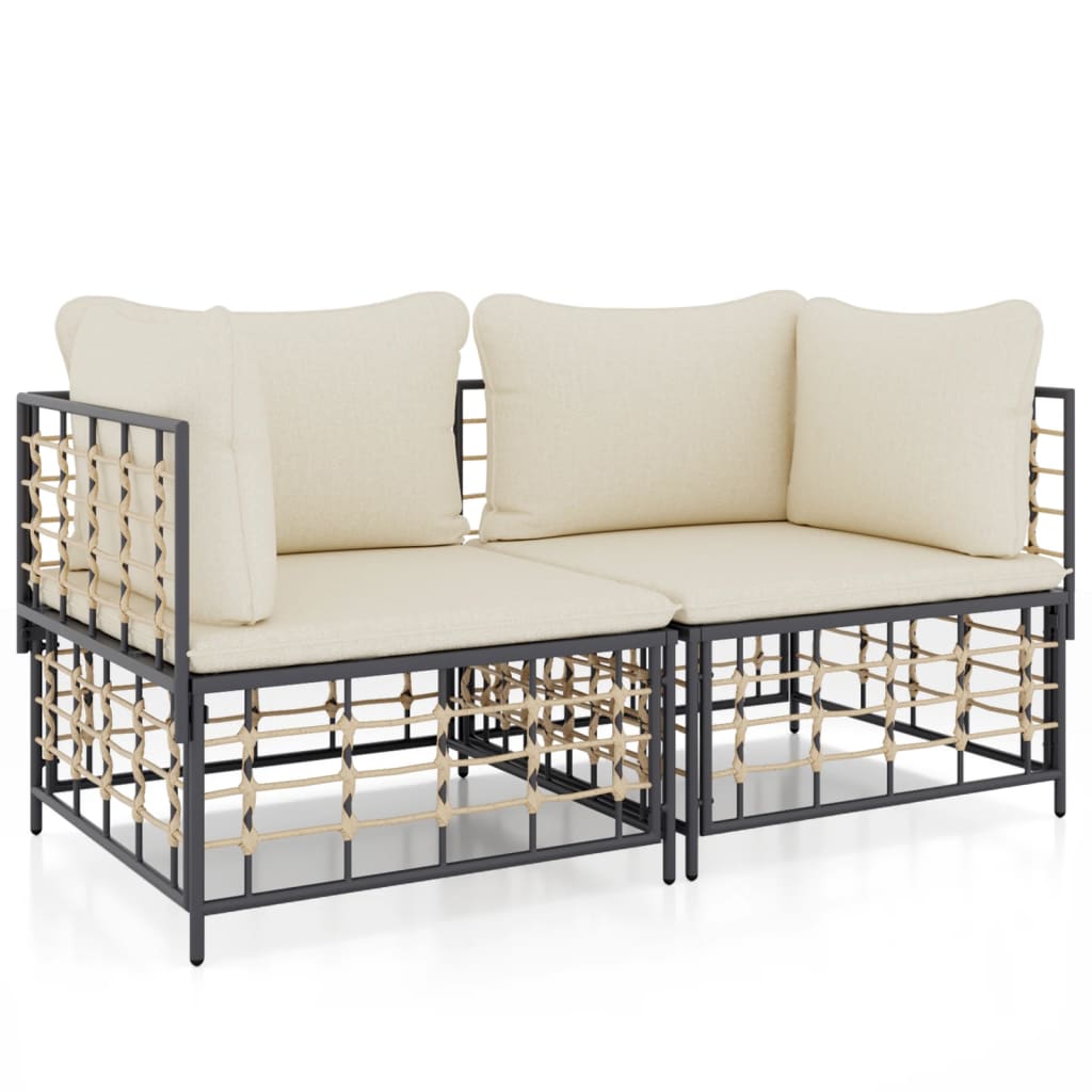 hjørnemoduler til havesofa 2 stk. med hynder polyrattan