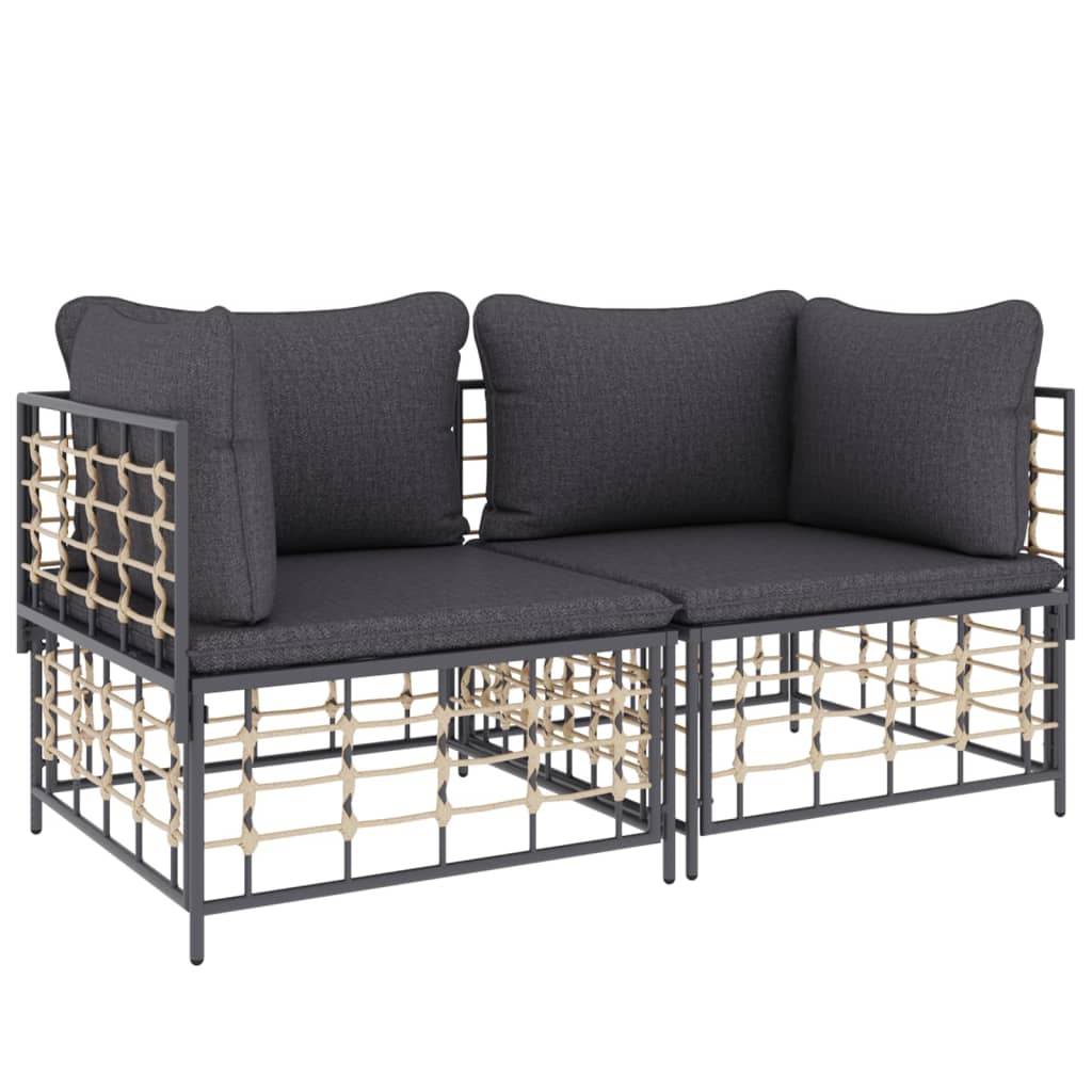 hjørnemoduler til havesofa 2 stk. med hynder polyrattan