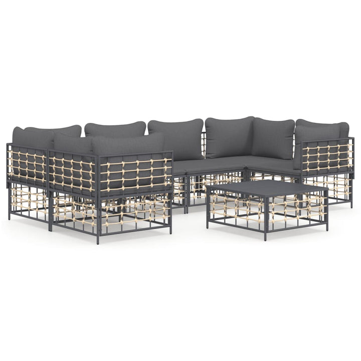 loungesæt til haven 7 dele med hynder polyrattan antracitgrå