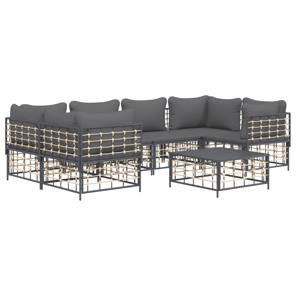 loungesæt til haven 7 dele med hynder polyrattan antracitgrå
