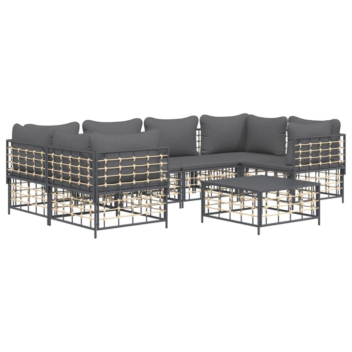 loungesæt til haven 7 dele med hynder polyrattan antracitgrå