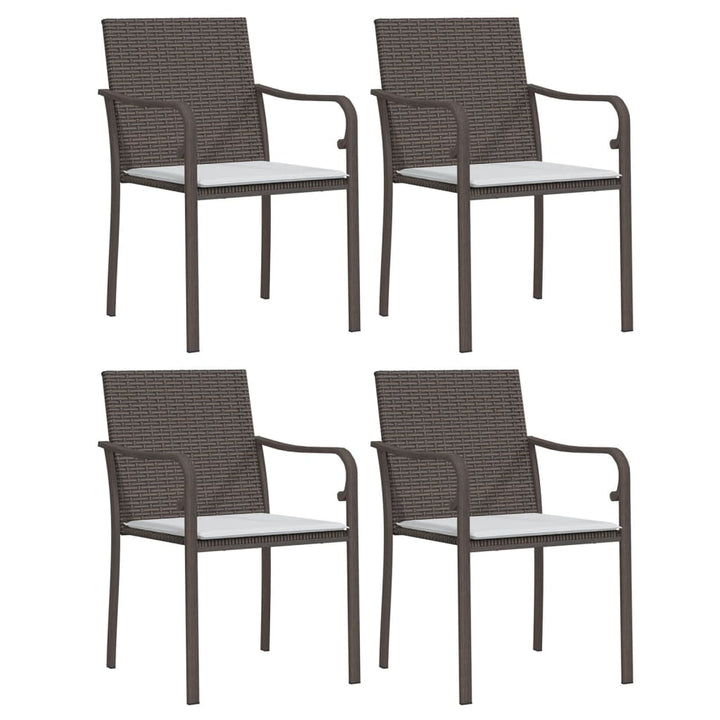 havestole med hynder 4 stk. 56x59x84 cm polyrattan brun