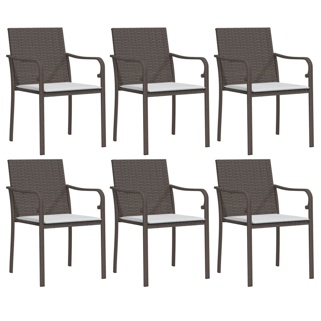 havestole med hynder 6 stk. 56x59x84 cm polyrattan brun