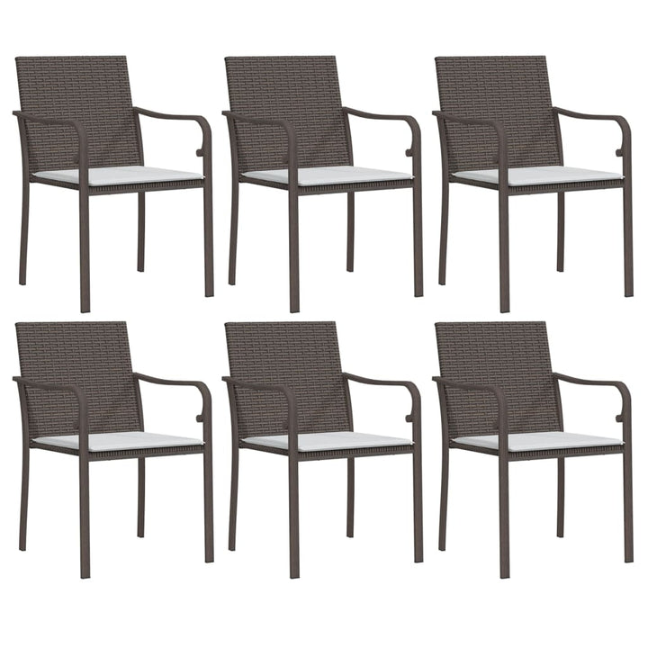 havestole med hynder 6 stk. 56x59x84 cm polyrattan brun