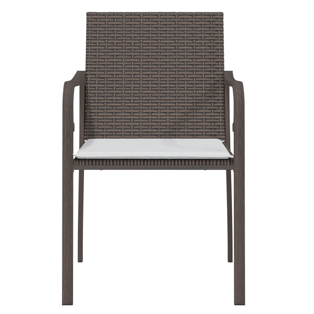 havestole med hynder 6 stk. 56x59x84 cm polyrattan brun