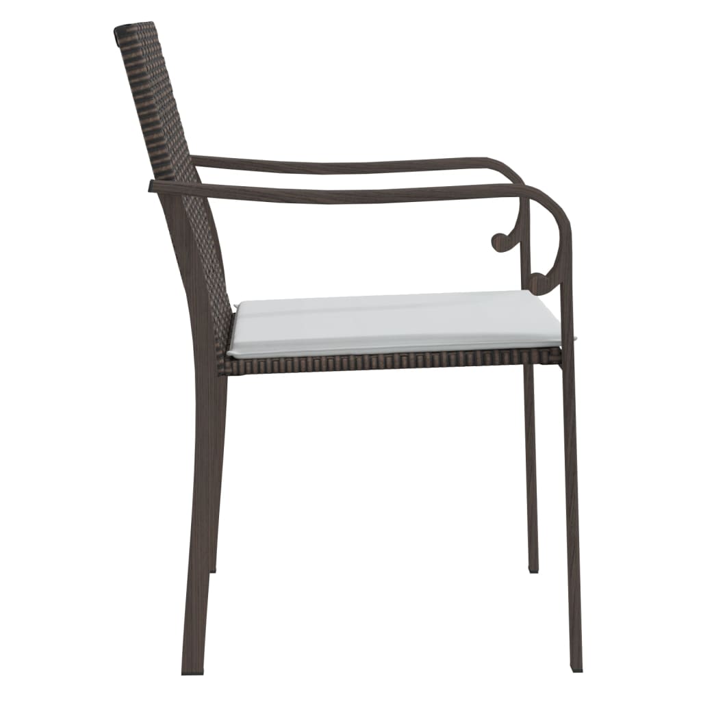 havestole med hynder 6 stk. 56x59x84 cm polyrattan brun
