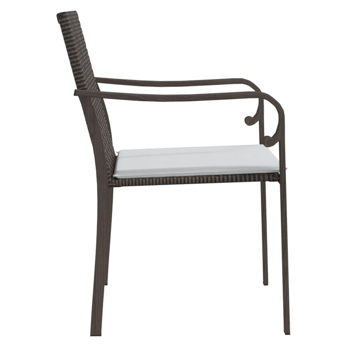 havestole med hynder 6 stk. 56x59x84 cm polyrattan brun