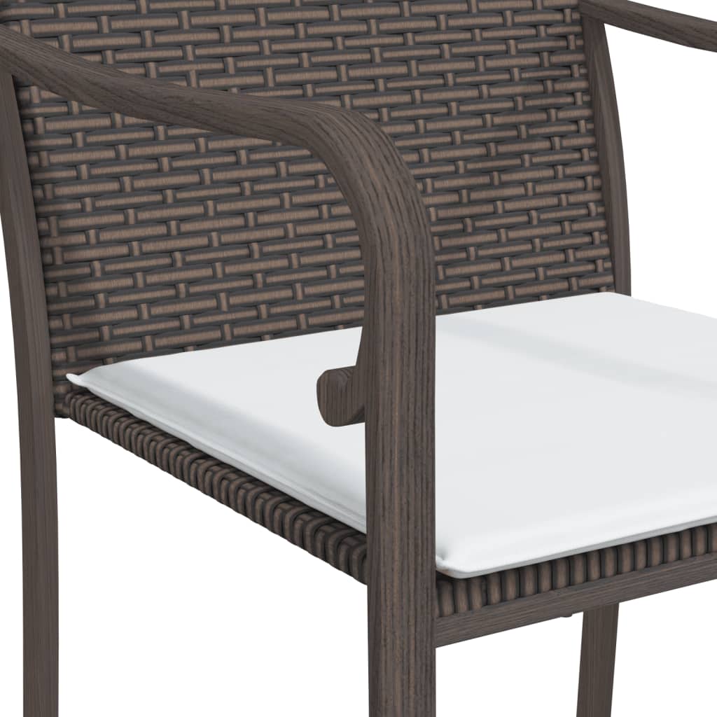 havestole med hynder 6 stk. 56x59x84 cm polyrattan brun