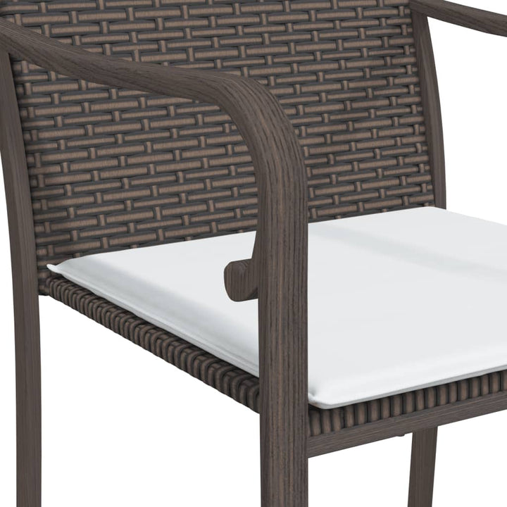 havestole med hynder 6 stk. 56x59x84 cm polyrattan brun