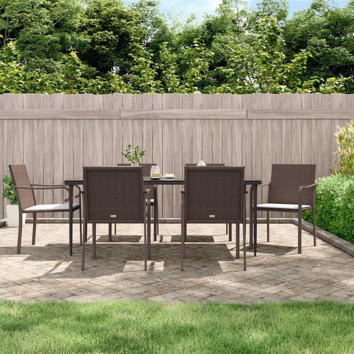 havestole med hynder 6 stk. 56x59x84 cm polyrattan brun