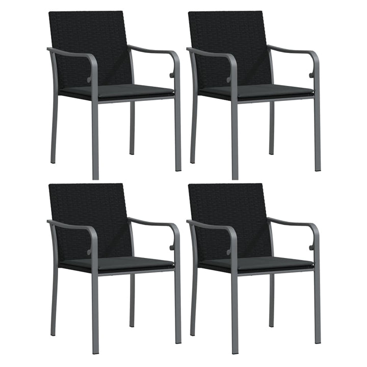 havestole med hynder 4 stk. 56x59x84 cm polyrattan sort