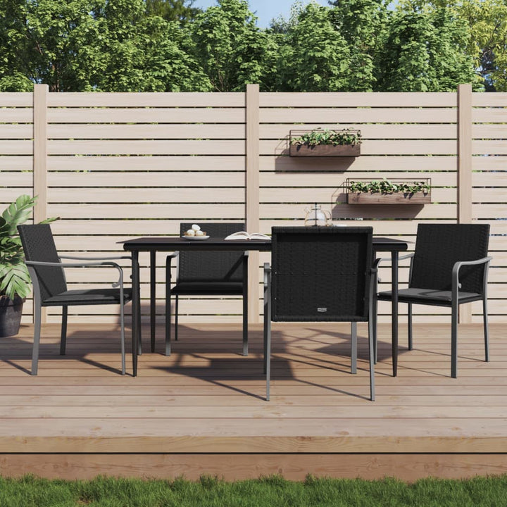 havestole med hynder 4 stk. 56x59x84 cm polyrattan sort