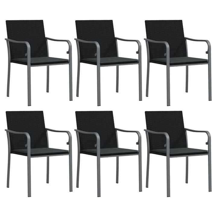 havestole med hynder 6 stk. 56x59x84 cm polyrattan sort