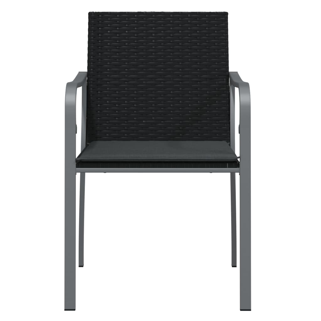 havestole med hynder 6 stk. 56x59x84 cm polyrattan sort