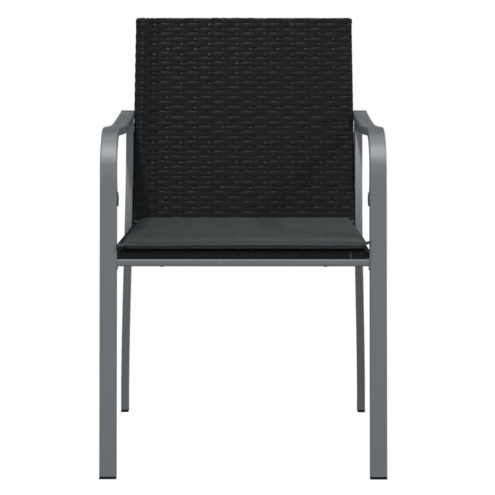 havestole med hynder 6 stk. 56x59x84 cm polyrattan sort