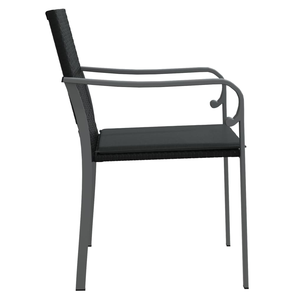 havestole med hynder 6 stk. 56x59x84 cm polyrattan sort