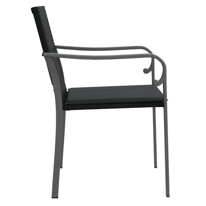 havestole med hynder 6 stk. 56x59x84 cm polyrattan sort