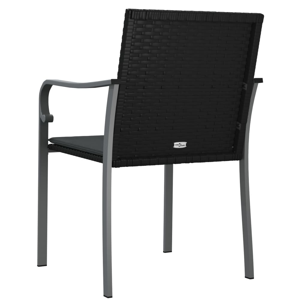 havestole med hynder 6 stk. 56x59x84 cm polyrattan sort