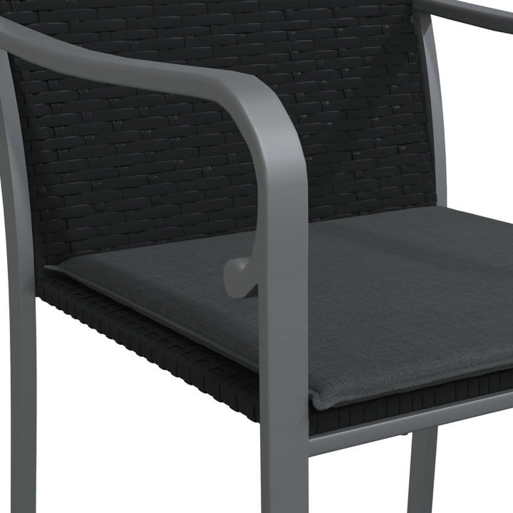 havestole med hynder 6 stk. 56x59x84 cm polyrattan sort