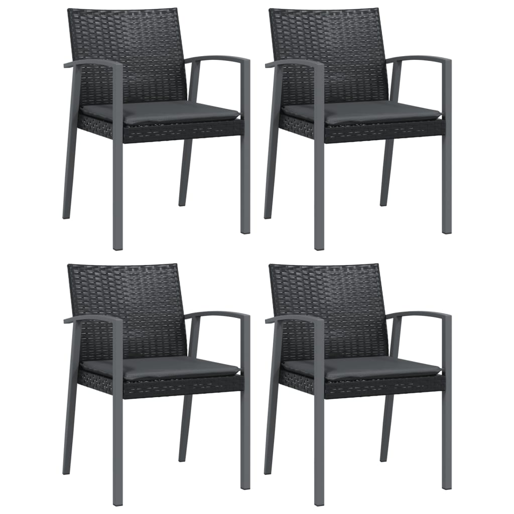 havestole med hynder 4 stk. 56,5x57x83 cm polyrattan sort
