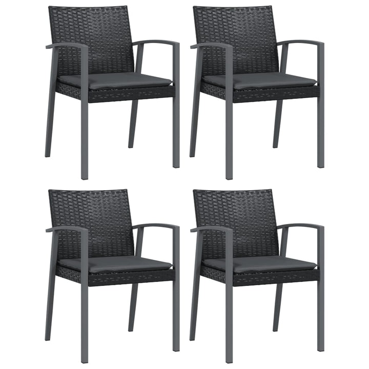 havestole med hynder 4 stk. 56,5x57x83 cm polyrattan sort