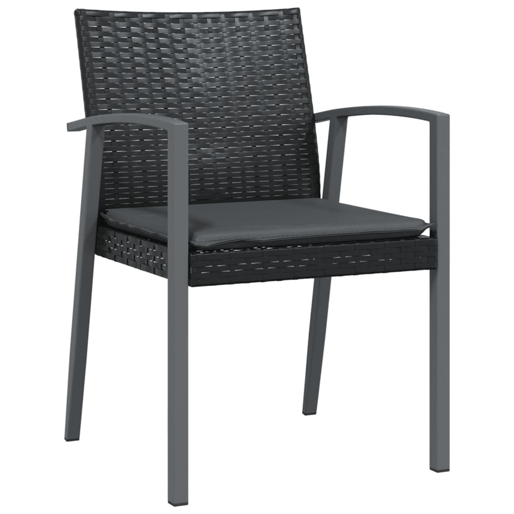havestole med hynder 4 stk. 56,5x57x83 cm polyrattan sort