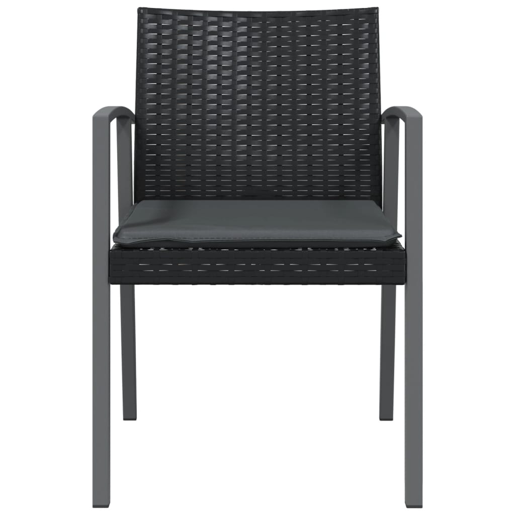 havestole med hynder 4 stk. 56,5x57x83 cm polyrattan sort