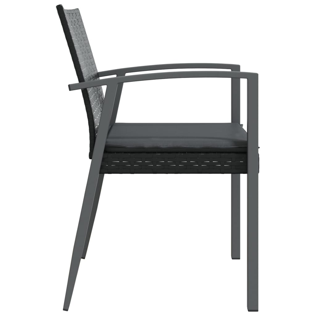 havestole med hynder 4 stk. 56,5x57x83 cm polyrattan sort